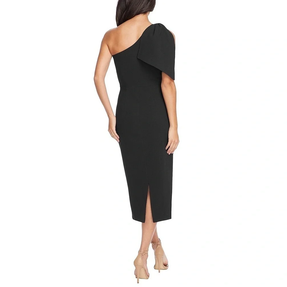 Dress The Population Tiffany One-Shoulder Midi Dress in Black Size Medium NWT - Picture 5 of 16
